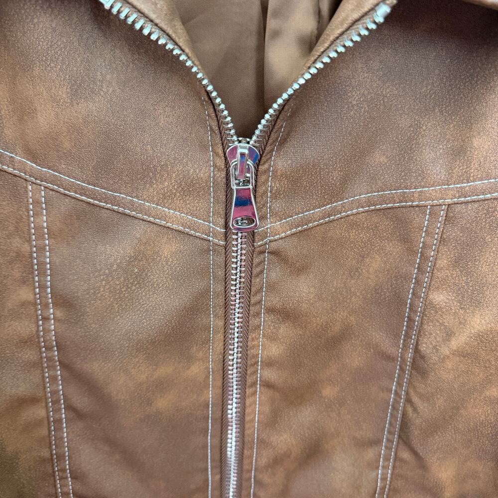Lioness Brown Contrast-Stitch Bomber Jacket Size XL - Picture 8 of 8